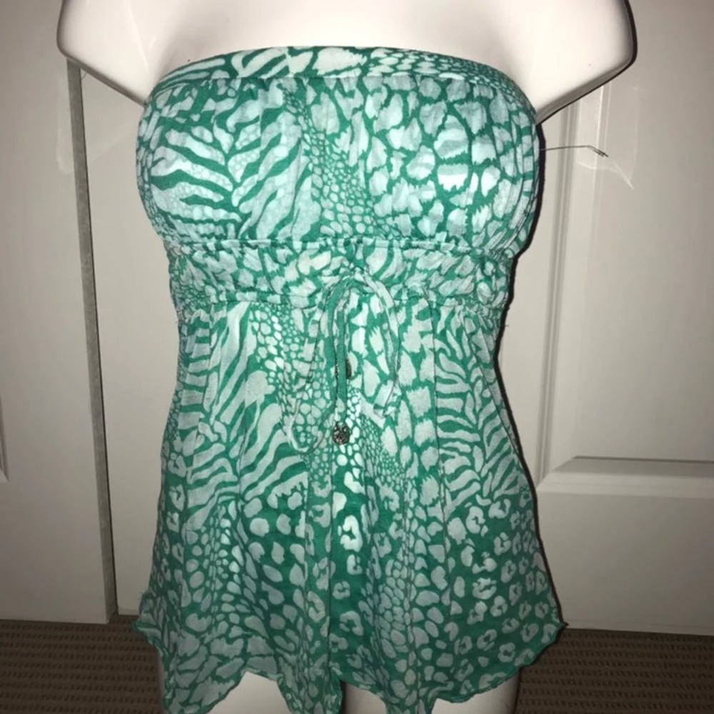 Blue/green halter top